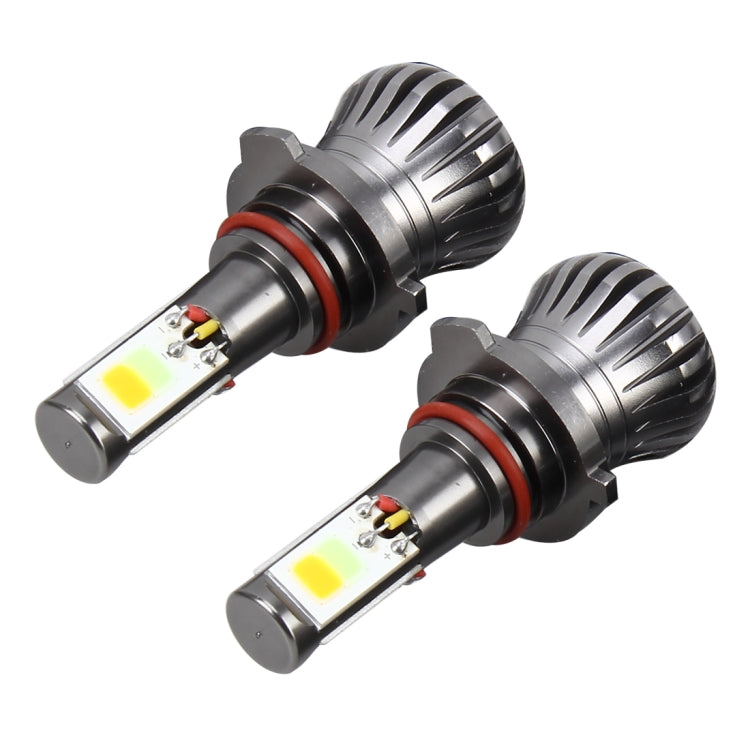 2 PCS 9005 HB3 6W 400LM Car LED Three-side COB Chips Fog Light Lamp Replacement, (White Light+Yellow Light)