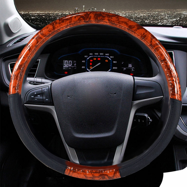 PU Leather Peach Wood Texture Four Seasons Truck Steering Wheel Cover, Adaptation Steering Wheel Diameter: 41-42 cm