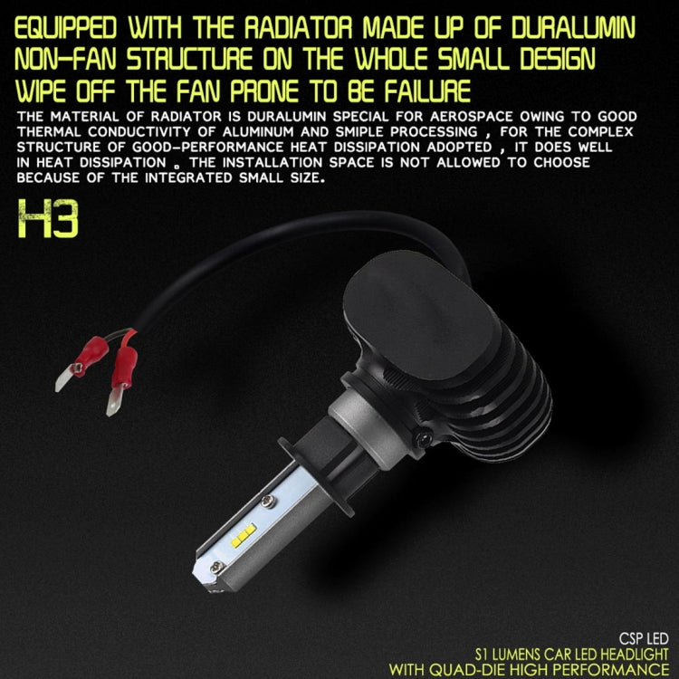 2 PCS H3 IP65 Waterproof White Light 6 CSP LED Car Headlight Bulb,  9-36V / 18W, 6000K / 2000LM