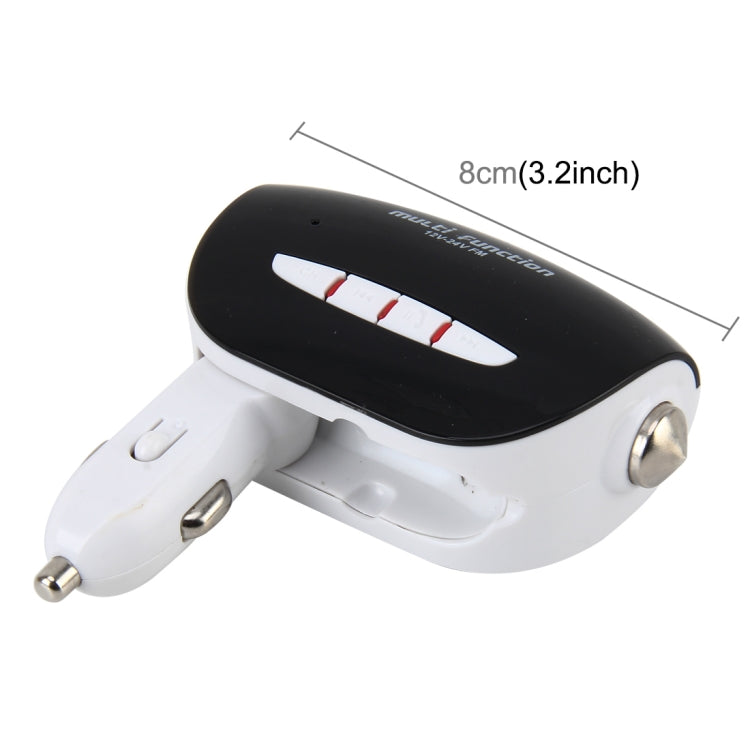 DC 12-24V Safety Wireless Hands-free Car Kit FM Modulator Line-in & Bluetooth & AUX-in & USB Support LED Digital Display with 3.5mm Audio Port and 2 Ports USB Charger