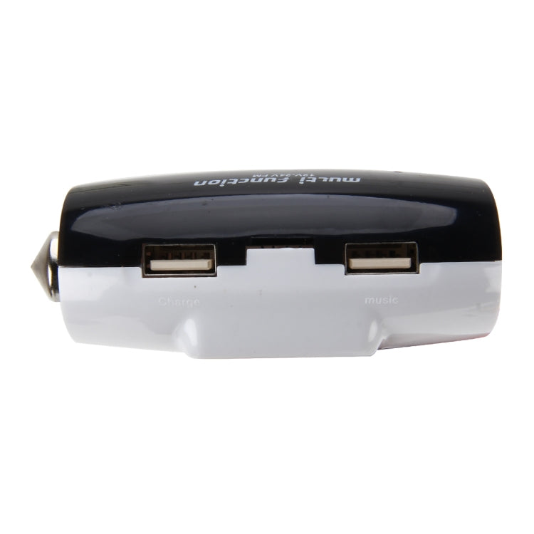 DC 12-24V Safety Wireless Hands-free Car Kit FM Modulator Line-in & Bluetooth & AUX-in & USB Support LED Digital Display with 3.5mm Audio Port and 2 Ports USB Charger