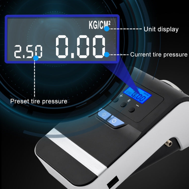 120W 30PSI Intelligent LED Lights Digital Screen Mini Portable Car Electric Air Compressor Tire Pump Inflatable Pump with 3.0m Power Cord, DC12V