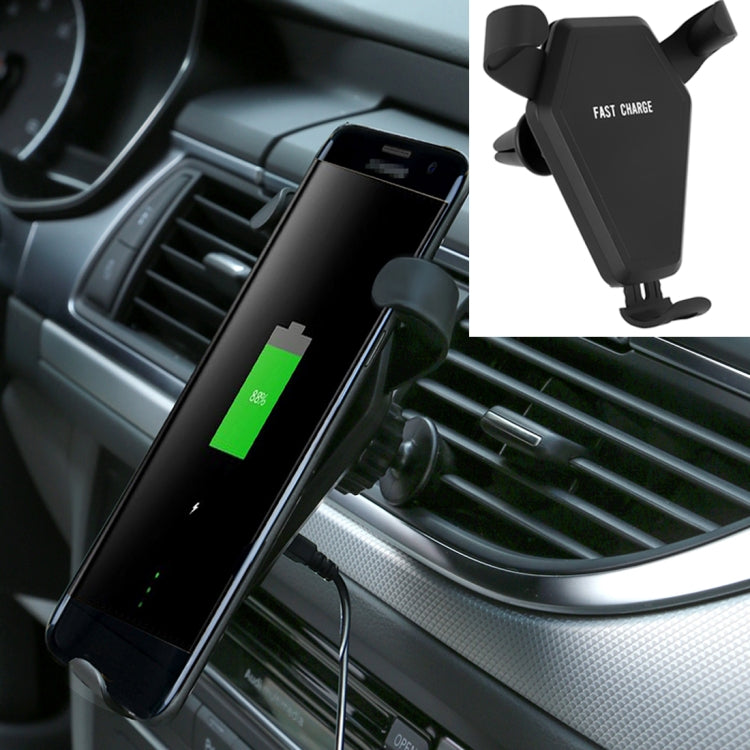 N5 9V 1.1A Output Bull Head Shape Vertical Car Air Outlet Vent Fast Wireless Charger, For iPhone, Galaxy, Sony, Lenovo, HTC, Huawei, and other Smartphones(Black)