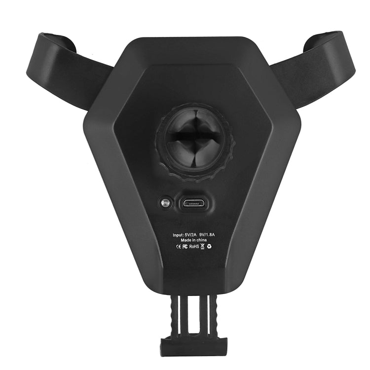 N5 9V 1.1A Output Bull Head Shape Vertical Car Air Outlet Vent Fast Wireless Charger, For iPhone, Galaxy, Sony, Lenovo, HTC, Huawei, and other Smartphones(Black)