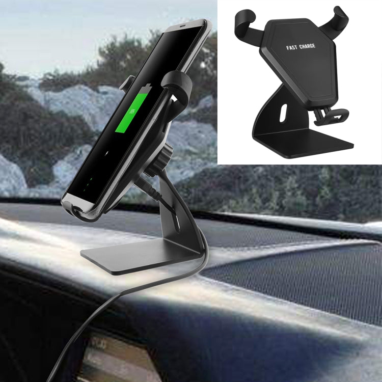 N5 9V 1.1A Output 360 Degree Rotation Head Shape Removable Glue Holder Car Air Outlet Vent Fast Wireless Charger, For iPhone, Galaxy, Sony, Lenovo, HTC, Huawei, and other Smartphones(Black)