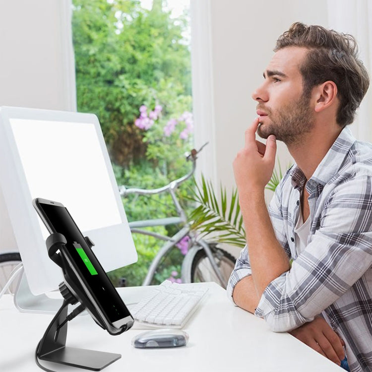 N5 9V 1.1A Output 360 Degree Rotation Head Shape Removable Glue Holder Car Air Outlet Vent Fast Wireless Charger, For iPhone, Galaxy, Sony, Lenovo, HTC, Huawei, and other Smartphones(Black)