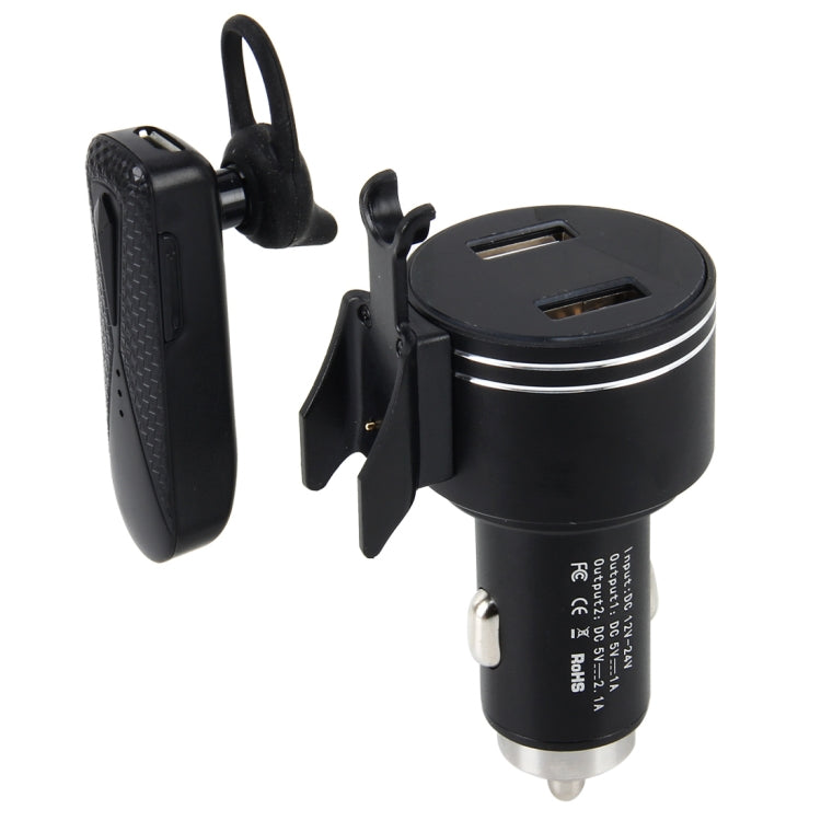 Intelligent Charger with Earphone BT Headset Battery Voltage FM Frequency Alternately Displayed Car Charger Smart Diversion of USB Port Support Hands-free Call & Dual USB Fast Charging