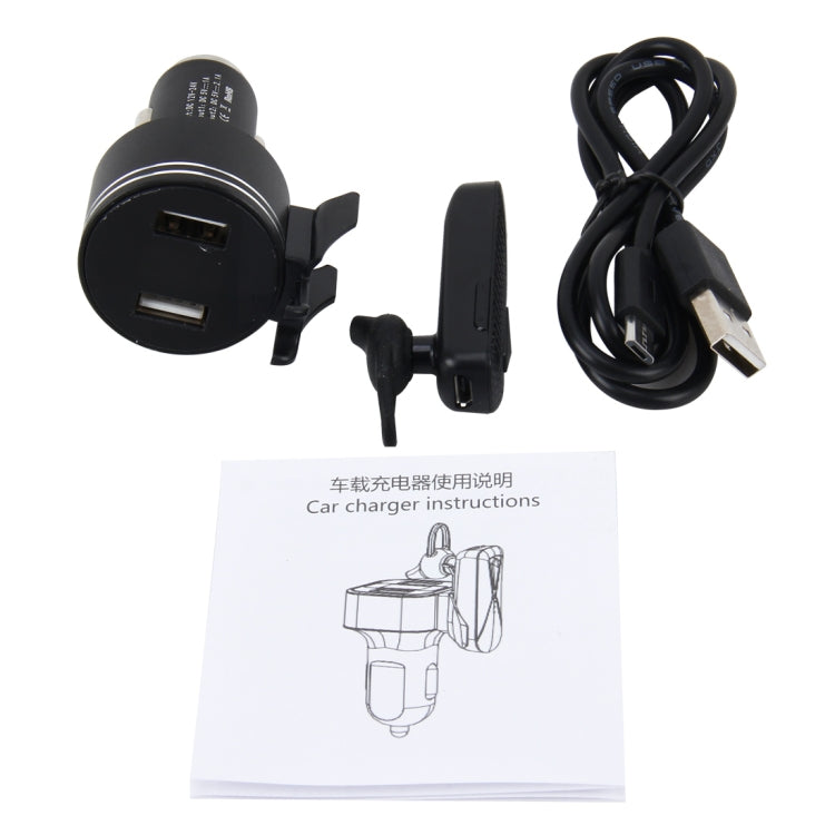 Intelligent Charger with Earphone BT Headset Battery Voltage FM Frequency Alternately Displayed Car Charger Smart Diversion of USB Port Support Hands-free Call & Dual USB Fast Charging