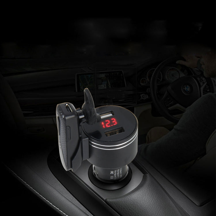 Intelligent Charger with Earphone BT Headset Battery Voltage FM Frequency Alternately Displayed Car Charger Smart Diversion of USB Port Support Hands-free Call & Dual USB Fast Charging