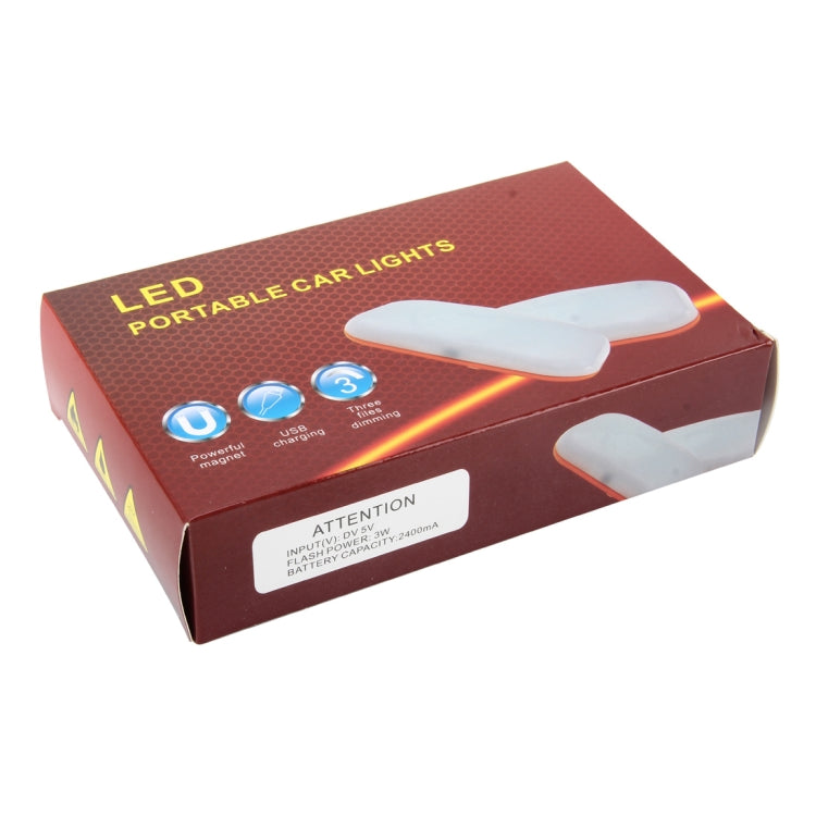 DC 5V 3W 6000K 2400mA Car Dome Lamp LED Reading Light LED Portable Car Lights Constant Light Mode with Battery, Powerful Magnet and USB Charging Cable (White Light)