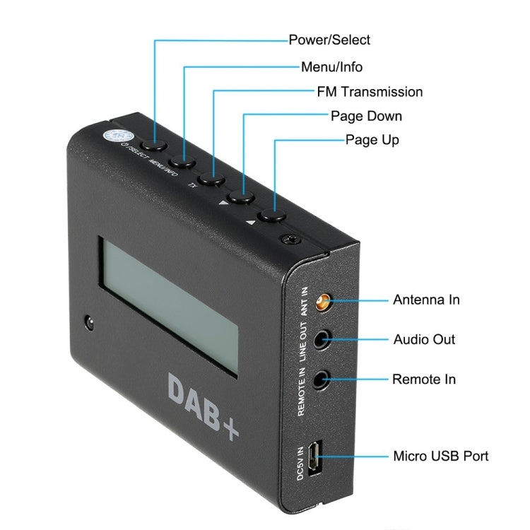 Car FM DAB / DAB+ Digital Receiver with Remote Control, Audio Output