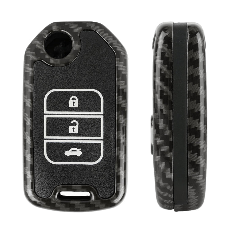 Carbon Fiber Texture Car Key Protective Cover for Honda Folding 3-button