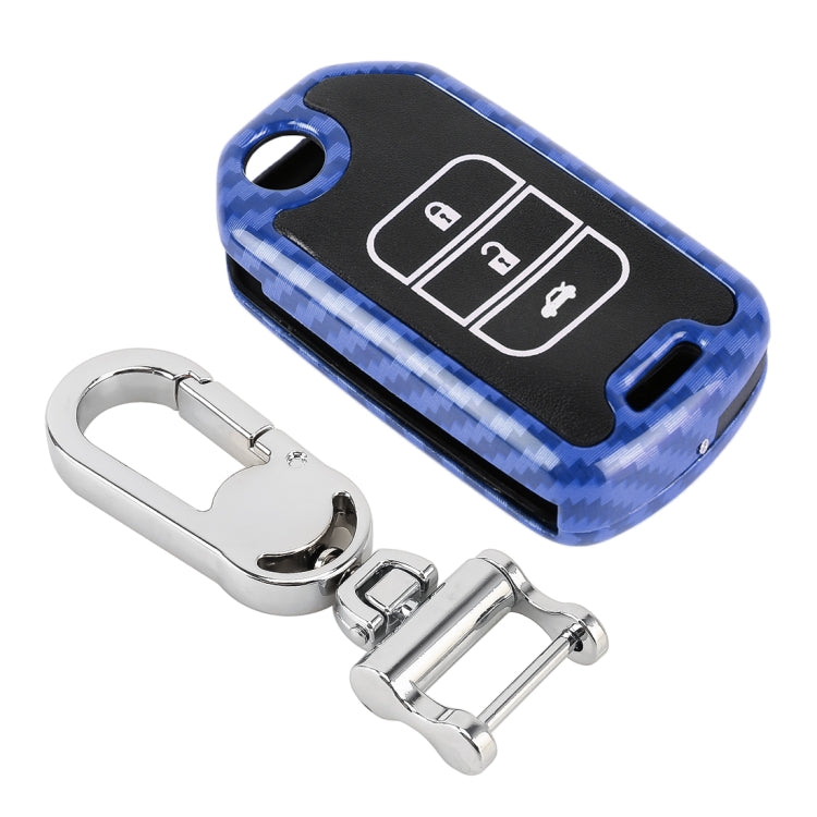 Carbon Fiber Texture Car Key Protective Cover for Honda Folding 3-button