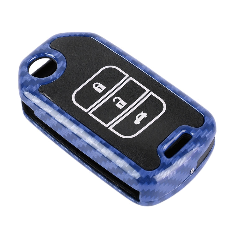 Carbon Fiber Texture Car Key Protective Cover for Honda Folding 3-button