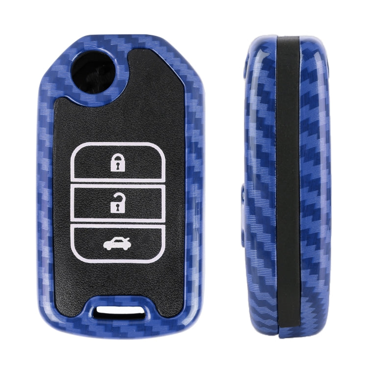 Carbon Fiber Texture Car Key Protective Cover for Honda Folding 3-button