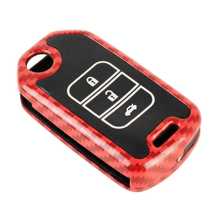 Carbon Fiber Texture Car Key Protective Cover for Honda Folding 3-button