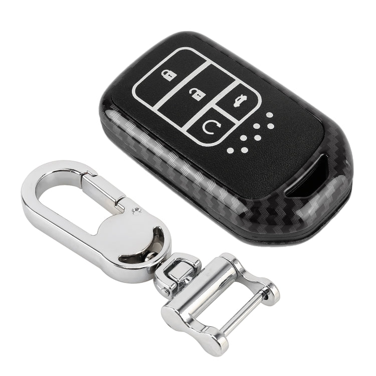 Carbon Fiber Texture Car Key Protective Cover for Honda Smart 4-button English Tailgate