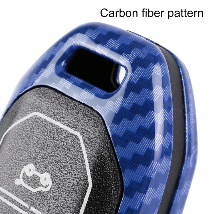 Carbon Fiber Texture Car Key Protective Cover for Ford Territory Smart
