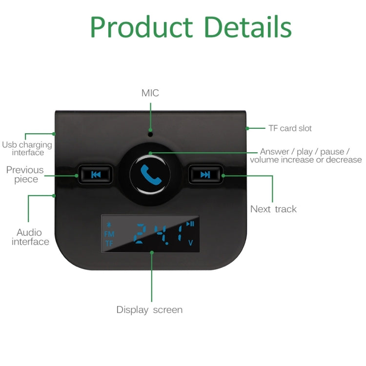 XK-760 Multifunctional Bluetooth Vehicular FM Transmitter and 3.1A USB Car Charger MP3 Player Support USB SD TF Carte for iPhone 6s & 6s Plus, Galaxy Note 5 & S6 Edge+, and Most Bluetooth Mobile Devices(Black)