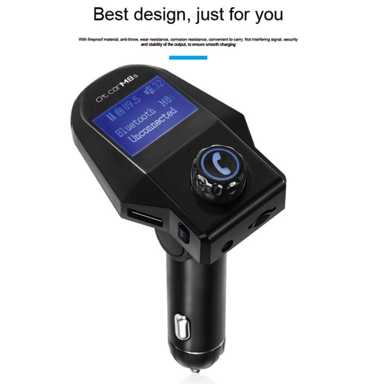 M8S 1.44 inch LCD Screen Car Bluetooth Hands Free Radio FM Transmitter Dual USB Ports Car Charger, Support TF Card & U Disk (Not Included) Function & One Key Answer / Hang Up & AUX