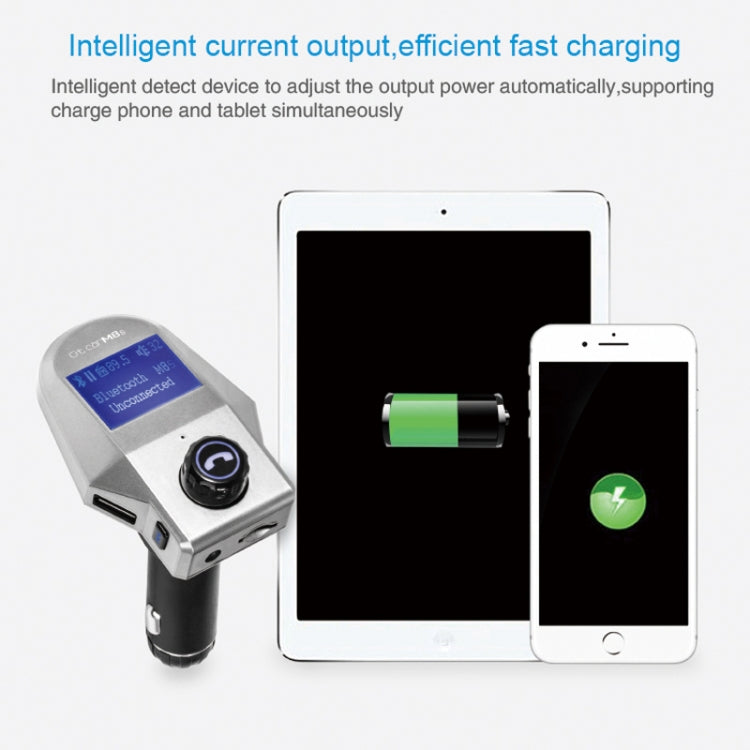 M8S 1.44 inch LCD Screen Car Bluetooth Hands Free Radio FM Transmitter Dual USB Ports Car Charger, Support TF Card & U Disk (Not Included) Function & One Key Answer / Hang Up & AUX