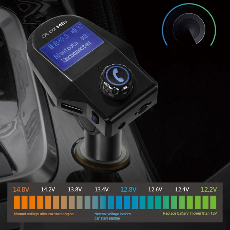 M8S 1.44 inch LCD Screen Car Bluetooth Hands Free Radio FM Transmitter Dual USB Ports Car Charger, Support TF Card & U Disk (Not Included) Function & One Key Answer / Hang Up & AUX
