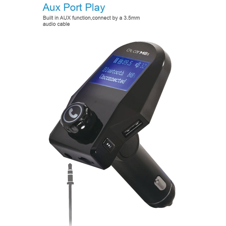 M8S 1.44 inch LCD Screen Car Bluetooth Hands Free Radio FM Transmitter Dual USB Ports Car Charger, Support TF Card & U Disk (Not Included) Function & One Key Answer / Hang Up & AUX