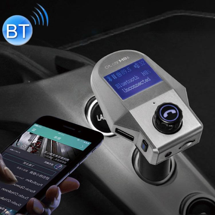 M8S 1.44 inch LCD Screen Car Bluetooth Hands Free Radio FM Transmitter Dual USB Ports Car Charger, Support TF Card & U Disk (Not Included) Function & One Key Answer / Hang Up & AUX
