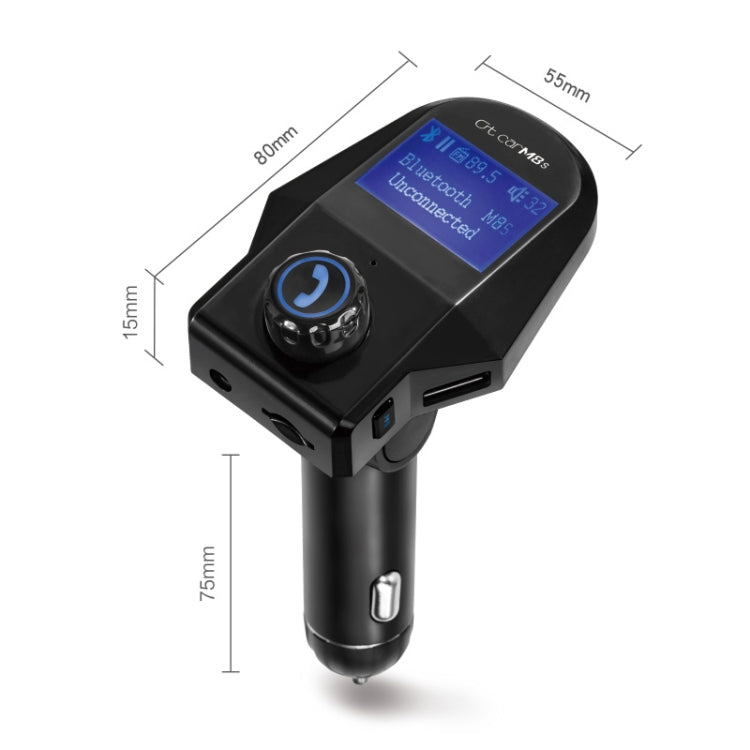M8S 1.44 inch LCD Screen Car Bluetooth Hands Free Radio FM Transmitter Dual USB Ports Car Charger, Support TF Card & U Disk (Not Included) Function & One Key Answer / Hang Up & AUX