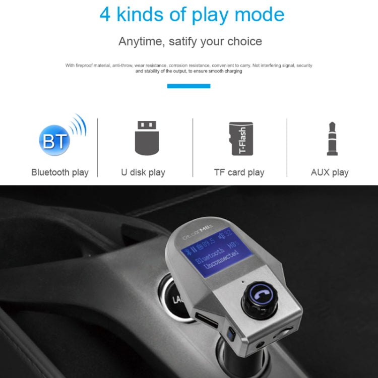 M8S 1.44 inch LCD Screen Car Bluetooth Hands Free Radio FM Transmitter Dual USB Ports Car Charger, Support TF Card & U Disk (Not Included) Function & One Key Answer / Hang Up & AUX