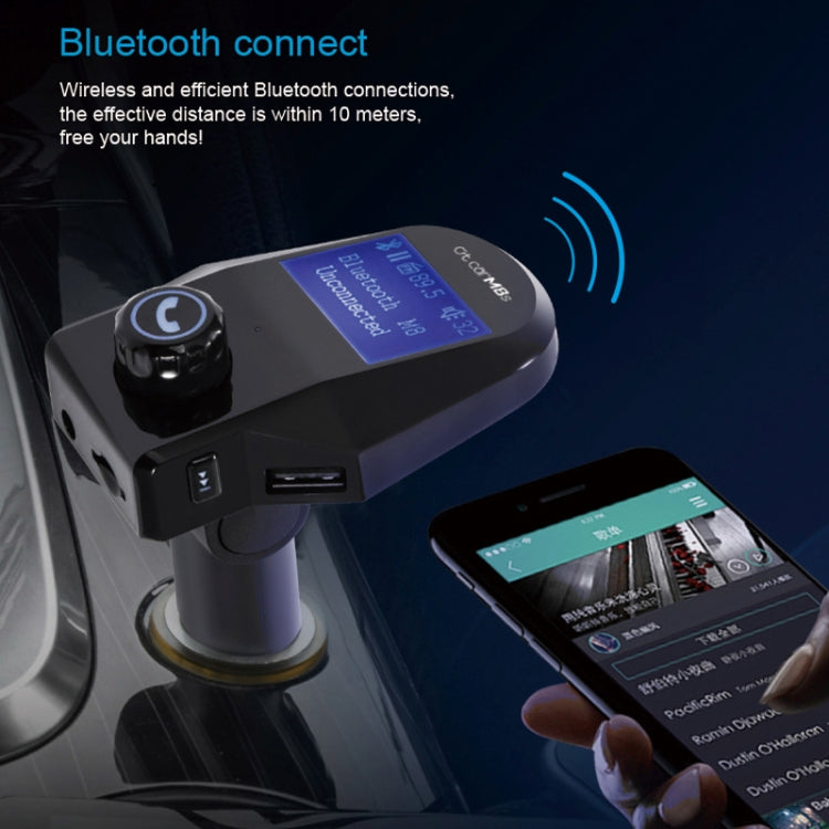M8S 1.44 inch LCD Screen Car Bluetooth Hands Free Radio FM Transmitter Dual USB Ports Car Charger, Support TF Card & U Disk (Not Included) Function & One Key Answer / Hang Up & AUX