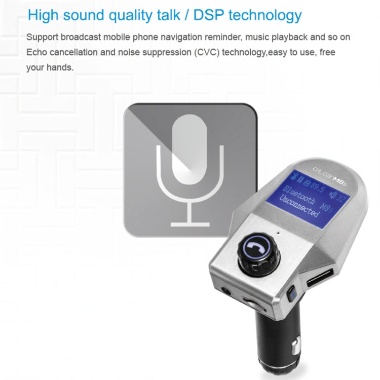 M8S 1.44 inch LCD Screen Car Bluetooth Hands Free Radio FM Transmitter Dual USB Ports Car Charger, Support TF Card & U Disk (Not Included) Function & One Key Answer / Hang Up & AUX