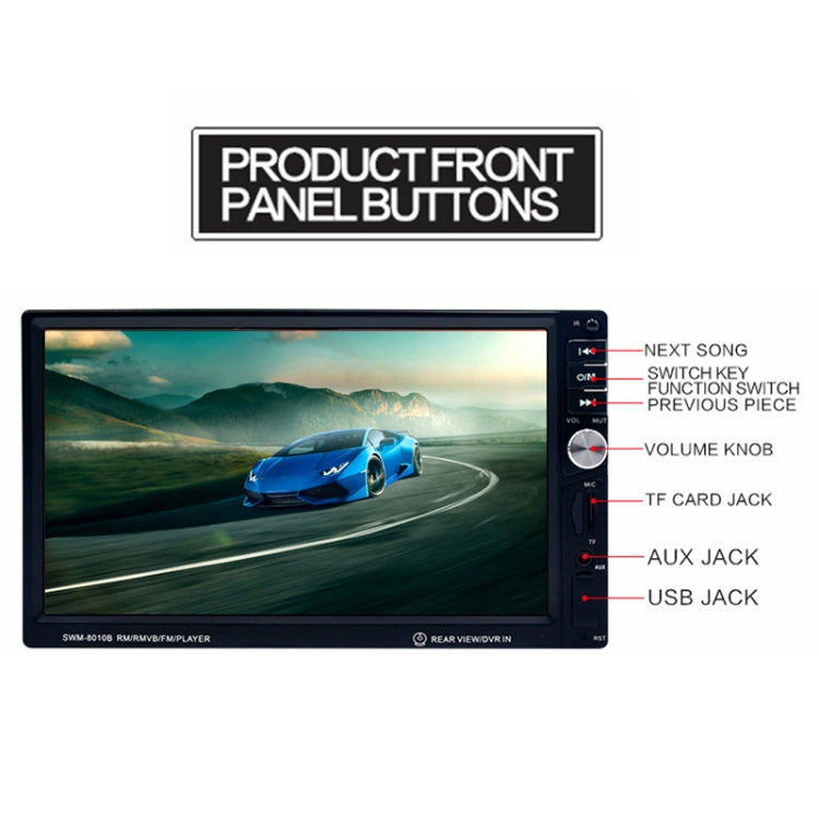 8010B HD 7 inch 12V Universal Car Radio Receiver MP5 Player, Support FM & Bluetooth & TF Card with Remote Control