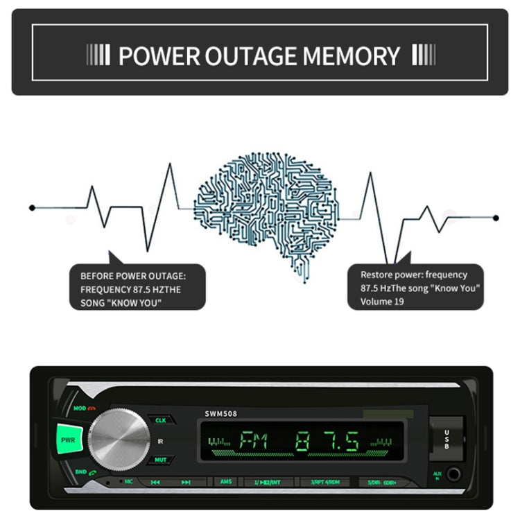 508BT 12V Universal Car Radio Receiver MP3 Player, Support FM & Bluetooth with Remote Control