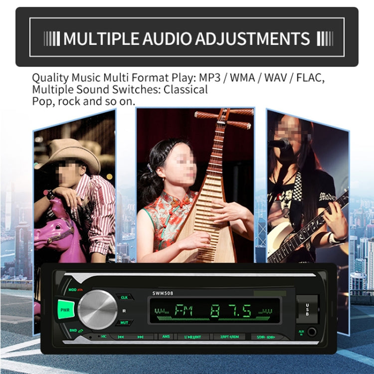 508BT 12V Universal Car Radio Receiver MP3 Player, Support FM & Bluetooth with Remote Control