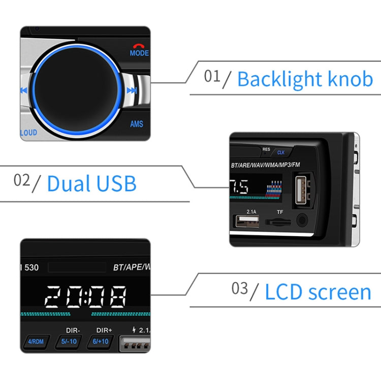 SWM-530 12V Universal Car Dual USB Charger Radio Receiver MP3 Player, Support FM & Bluetooth with Remote Control