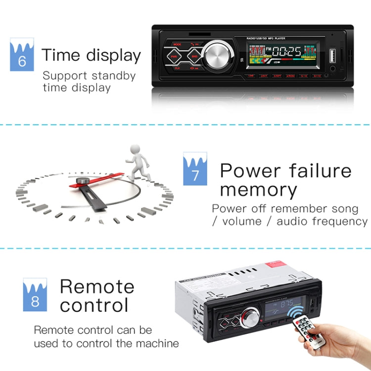1788 Universal Car Radio Receiver MP3 Player, Support FM & Bluetooth with Remote Control