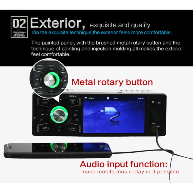 SU-5018 4.1 inch Universal Car Radio Receiver MP5 Player, Support FM & Bluetooth & TF Card with Remote Control