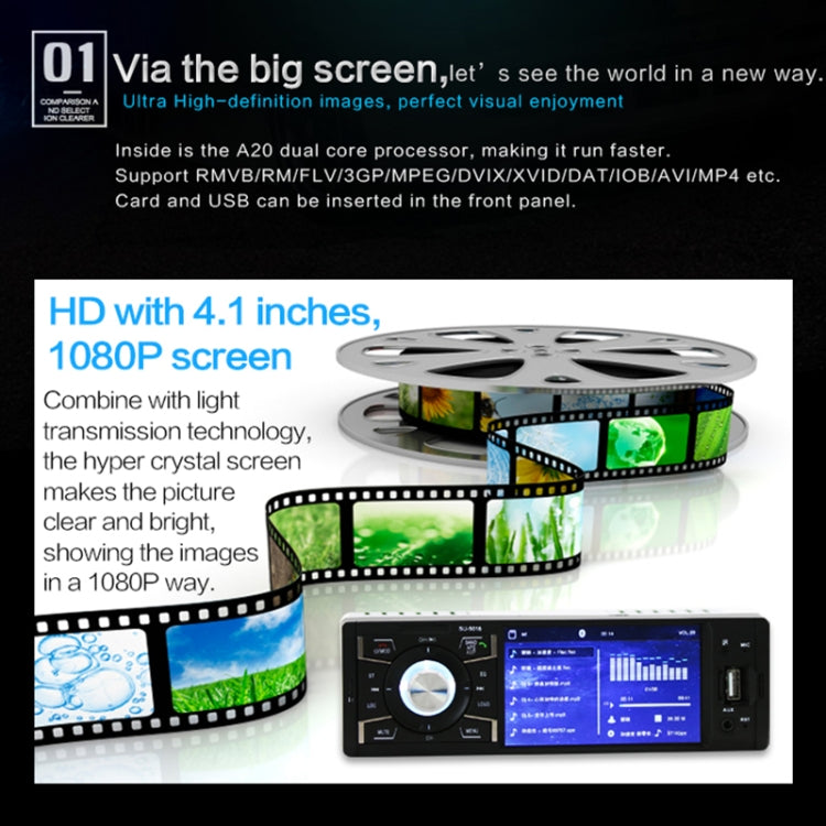 SU-5018 4.1 inch Universal Car Radio Receiver MP5 Player, Support FM & Bluetooth & TF Card with Remote Control