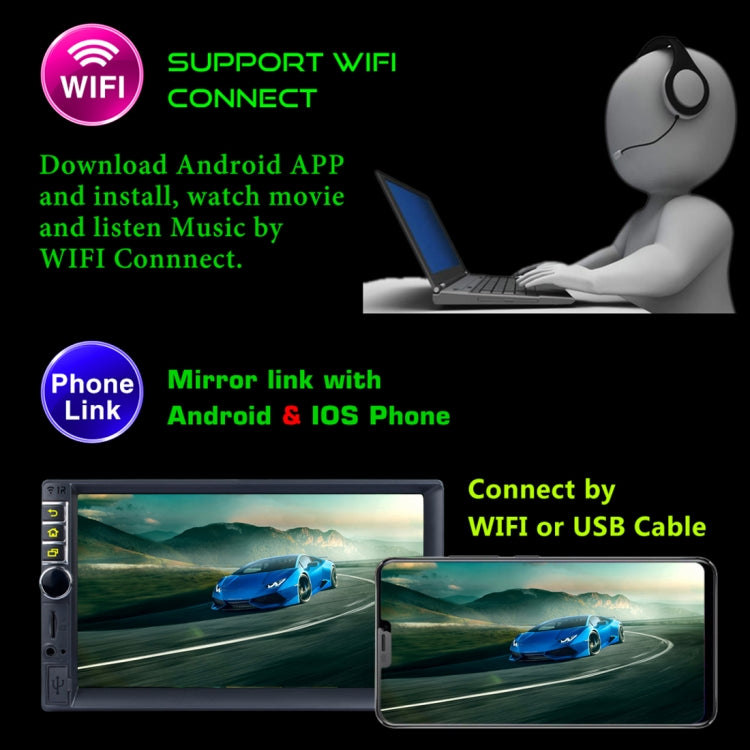 7040 In-dash 7 inch LCD Touch Screen Car Stereo Radio MP5 Audio Player, Android 7.1, Support Rear View / Bluetooth / GPS Navigation
