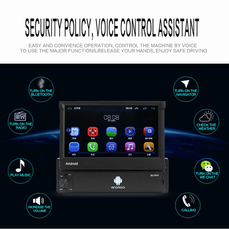SU 9701 1GB+16GB 7 inch HD Foldable Universal Car Android Radio Receiver MP5 Player, Support FM & Bluetooth & TF Card & GPS & Phone Link & WiFi
