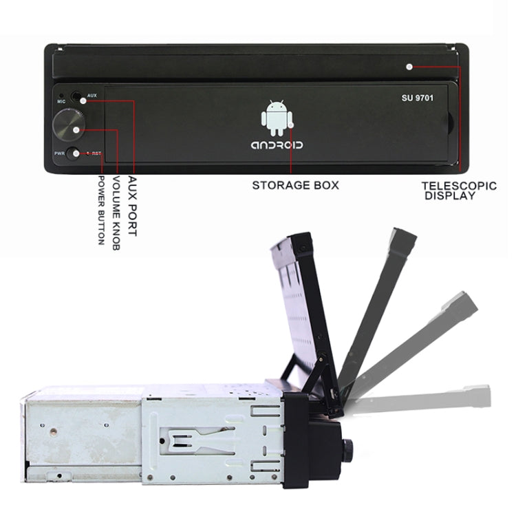 SU 9701 1GB+16GB 7 inch HD Foldable Universal Car Android Radio Receiver MP5 Player, Support FM & Bluetooth & TF Card & GPS & Phone Link & WiFi