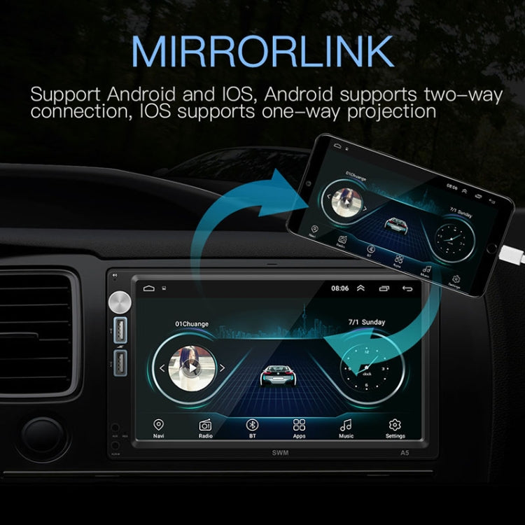 A5 7 inch HD Universal Car Android 8.1 Radio Receiver MP5 Player, Support FM & GPS & Bluetooth & Phone Mirror Link