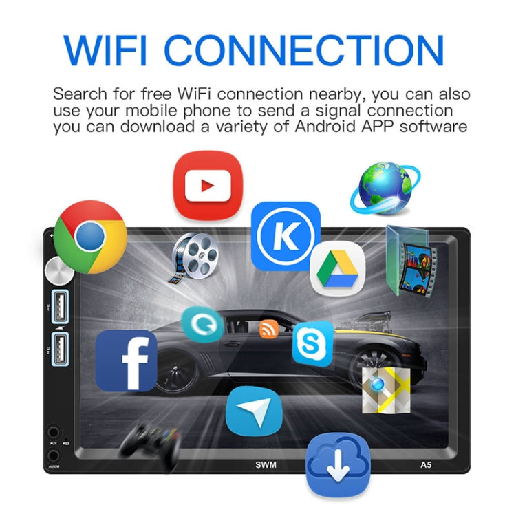 A5 7 inch HD Universal Car Android 8.1 Radio Receiver MP5 Player, Support FM & GPS & Bluetooth & Phone Mirror Link