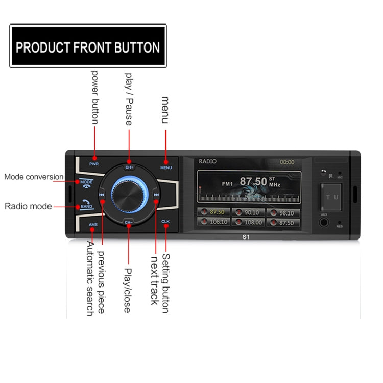 SWM-S1 3.2 inch Universal Car Radio Receiver MP5 Player, Support FM & Bluetooth & TF Card with Remote Control