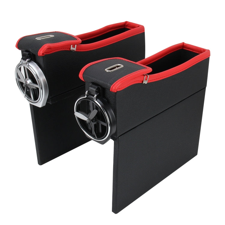 2 PCS Car Seat Crevice Storage Box with Interval Cup Drink Holder Organizer Auto Gap Pocket Stowing Tidying for Phone Pad Card Coin Case Accessories