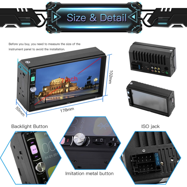X4 7 inch Universal Car Radio Receiver MP5 Player, Support FM & Bluetooth & Phone Link with Remote Control