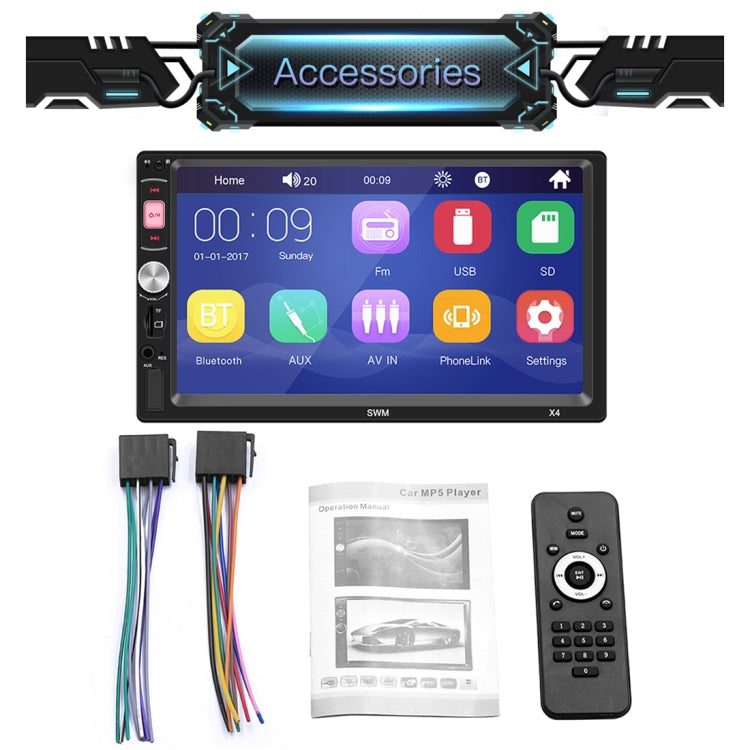 X4 7 inch Universal Car Radio Receiver MP5 Player, Support FM & Bluetooth & Phone Link with Remote Control