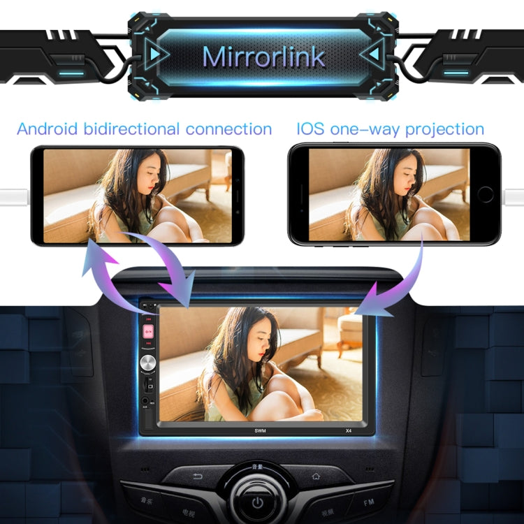 X4 7 inch Universal Car Radio Receiver MP5 Player, Support FM & Bluetooth & Phone Link with Remote Control