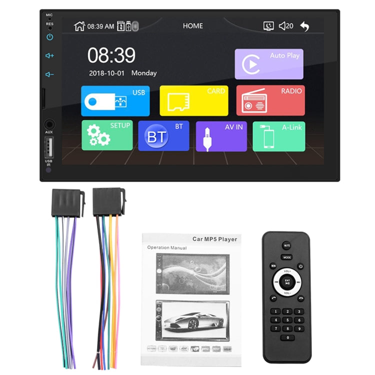 X2 7 inch Universal Car Full Touch Screen Radio Receiver MP5 Player, Support FM & Bluetooth & TF Card & Phone Link with Remote Control